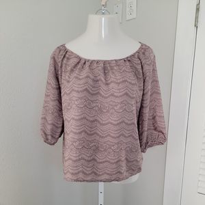 Covington Cute Blouse Shirt Top ~ Sz LP ~ Beige ~ 3/4 Sleeve